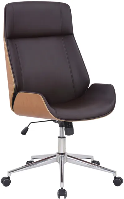 Poltrona sedia ufficio girevole regolabile elegante HLO-CP84 legno ecopelle