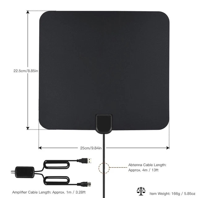 ANTENNA INTERNA TV Digitale Terrestre Camper Amplificata con Cavo 3m