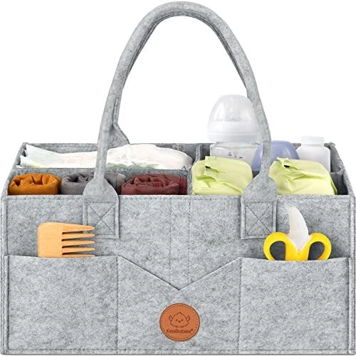 Diaper Caddy Organizer - Baby Organizer for Nursery, Car Storage Classic Gray
