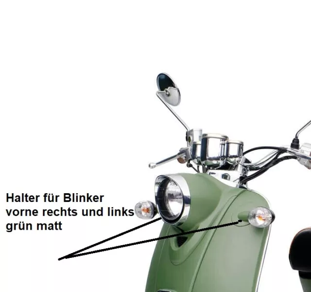 2 Verkleidung vorne R & L grün matt für Blinker Retro Motorroller ZN50QT-A Nova