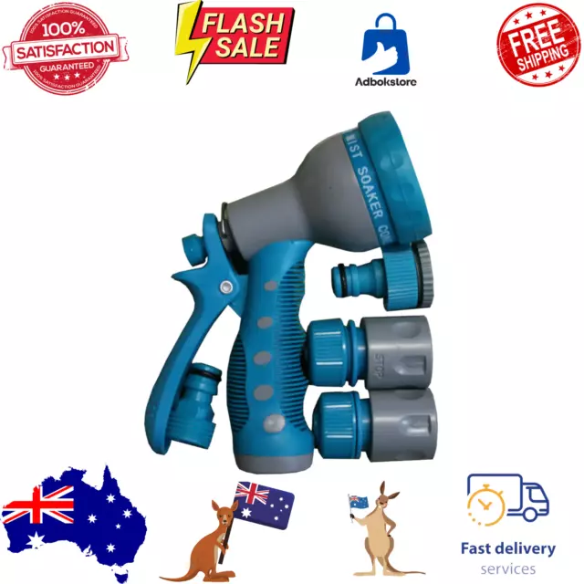 Home & Garden 5pce 12mm Garden Hose Gun Set Greenleaf Blue Watering Equipment