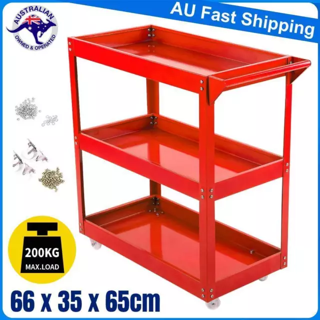 3-Tier Tool Cart Trolley Toolbox Workshop Garage Storage Organizer 200KG Load AU