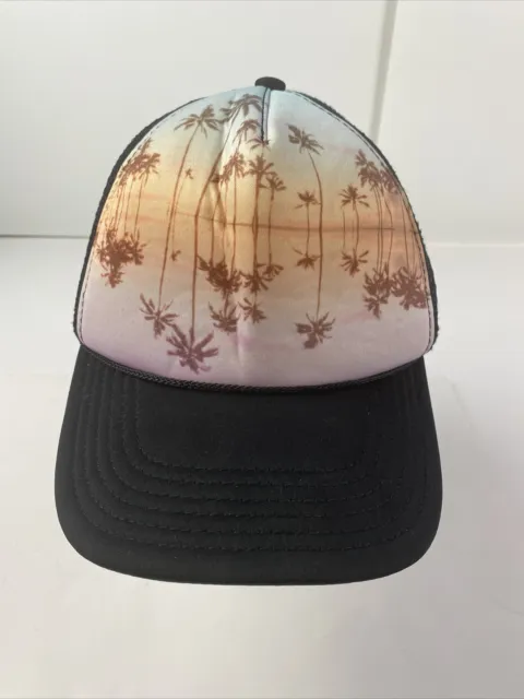 O’neill Trucker Hat Black Snapback Cap Water Sunrise Palm Trees