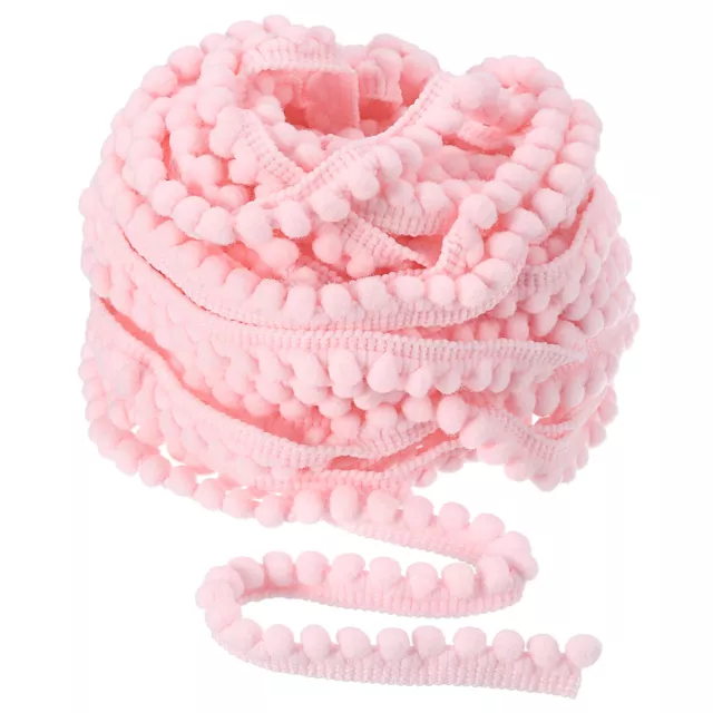 10 Yards Pom Pom Ball Fringe Trim Ribbon Sewing Trim DIY Crafts, 5mm Pink