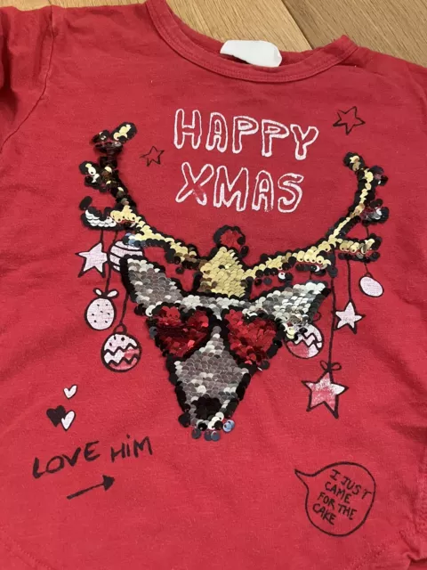 Next 🎄 Langarmshirt 🎄 Größe 116 🎄mit Pailletten zu Weihnachten 🎄 2