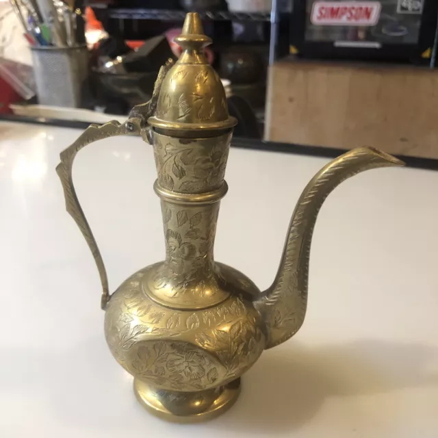 Small Vintage Brass Water Pitcher Tea Pots, Turkish Style Coffee Pot