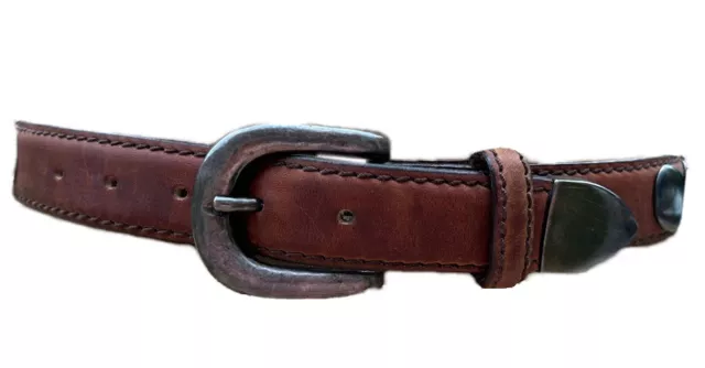 Vintage Billy Belts Calif Western Leather Belt  Silver Brass Conchos Size 38 USA