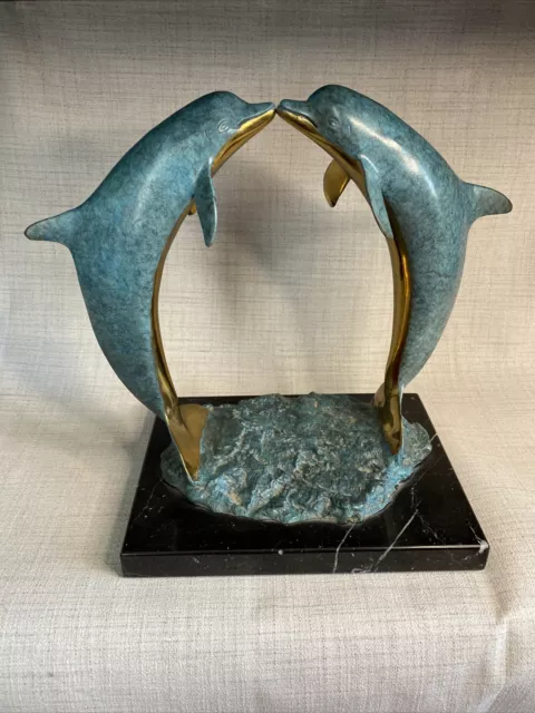 Wyland “Kissing Dolphins” Enameled Bronze Sculpture - SN 120/300 (1990)