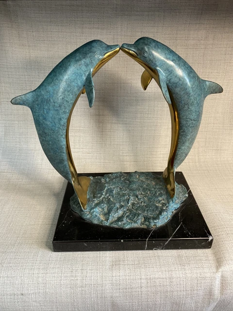 Wyland “Kissing Dolphins” Enameled Bronze Sculpture - SN 120/300 (1990) Wyland “Kissing Dolphins” Enameled Bronze Sculpture - SN 120/300 (1990)