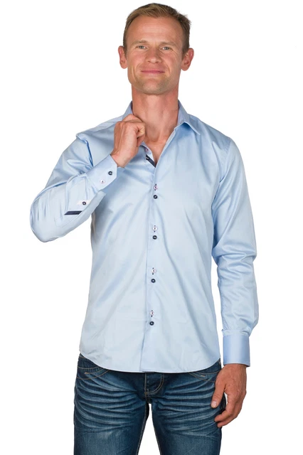 Chemise Homme Ugholin En Coton - Manches Courtes, Col Boutonné, Blanc, Coupe Régulière, Neuve