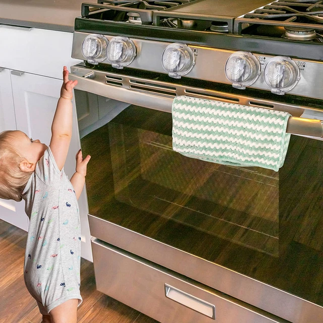 Stove Knob Covers Child Safety 5+1 Pack Large Double-Key Design Gas Oven Clear