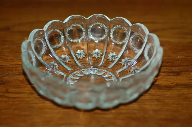 Fenton L.G. Wright Priscilla Pattern Clear Glass Scalloped Edge Small Bowl
