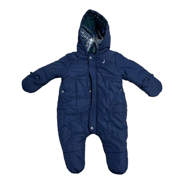 Nautica  Baby Infant 1 Piece Winter Snowsuit Bunting Blue Size 3-6 Months