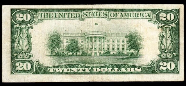 1934 Chicago $20 LGS (Lime Green Seal) Federal Reserve Note VF 2