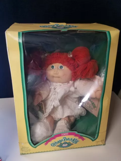 Vintage Cabbage Patch Kids Doll Red Hair Pigtails Blue Eyes 1985 in Box