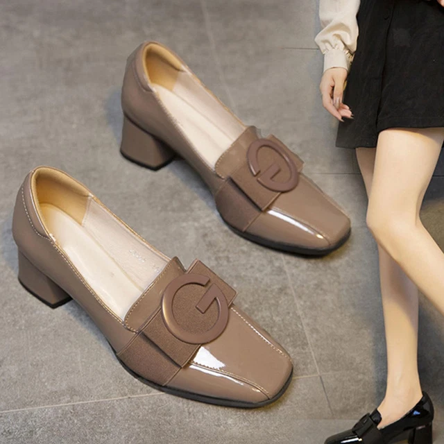 Chunky Low Block Heels Square Chaussures de mariage à bout fermé