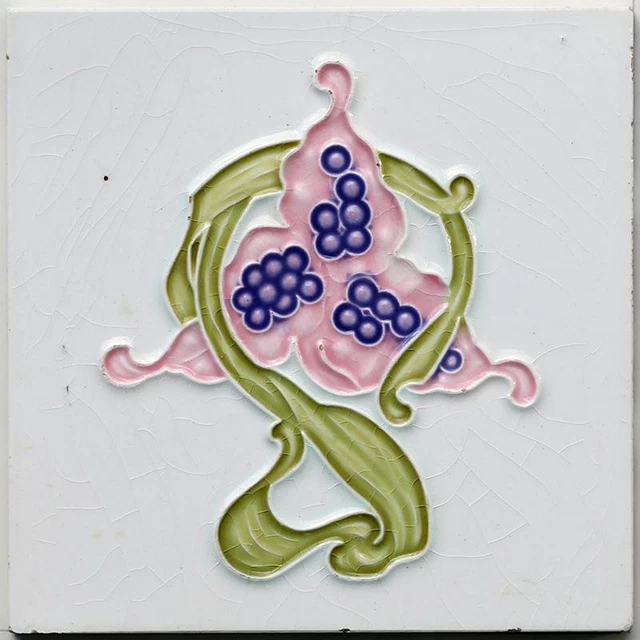 Art Nouveau Vintage Ceramic Tile Rare Reproduction Majolica Alfred Meakin UK
