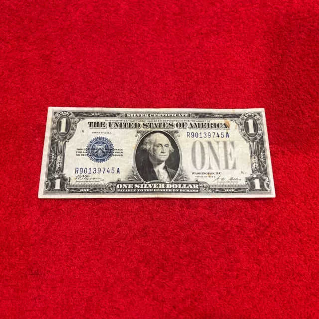 1928 One Dollar Bill •Silver Certificate $1 Note • Funny Back • R90139745A Crisp