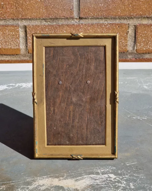 Vintage Edwardian Arco picture frame Art Deco Gold Metal Edge And Wood Frame