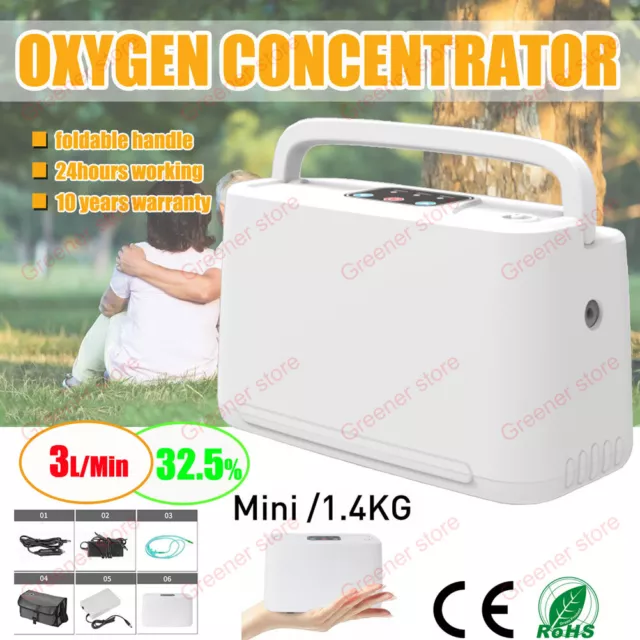 Mini Tragbarer 3L Oxygen Sauerst0ffkonzentrate-Generator + Batterie-Hauptreise