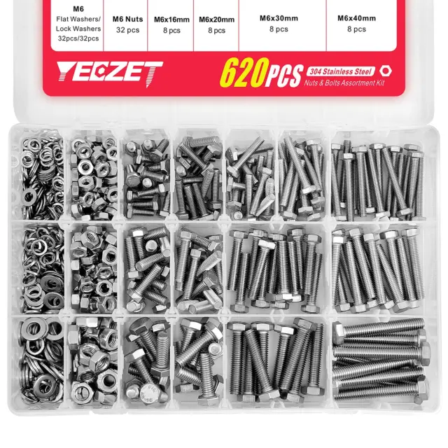 Assortiment De 620 Boulons Et Écrous Robustes M4, M5 Et M6 En Acier Inoxydable 3