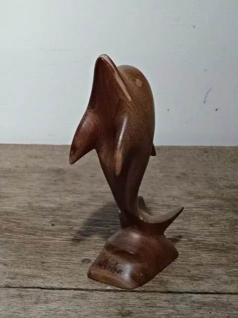 Wooden Ornament In The Form Of A Dolphin. Hand Carved in Cuba