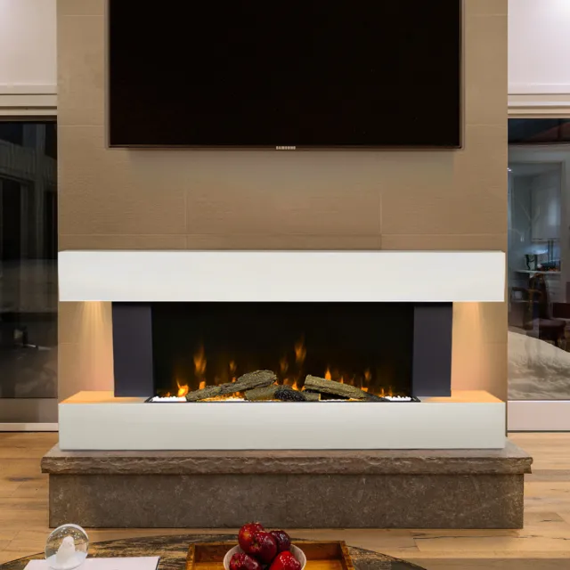 Electric Wall Mount Fireplace Heater with LED Flame Effect Remote Control Timer