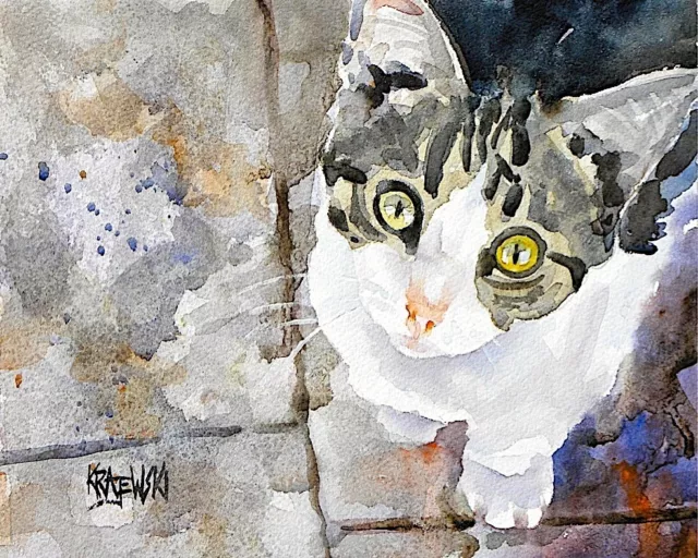 Tabby Cat Art Print from Painting | Kitten Gifts | Poster Picture, Mom, 8x10