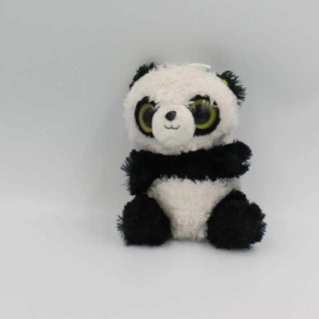 Doudou peluche panda noir blanc vert gros yeux - 26201