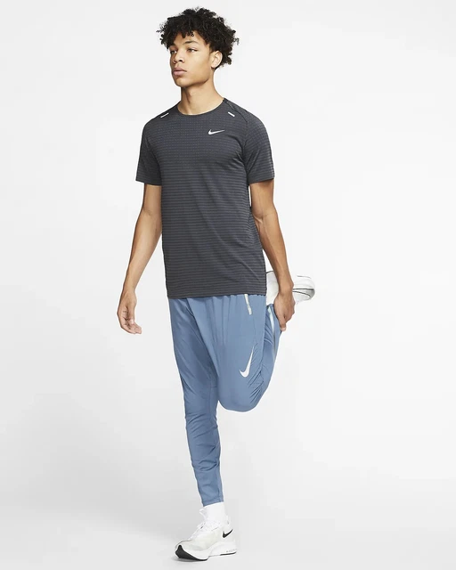 MENS M MEDIUM NIKE SWIFT FLEX 27 RUNNING DRI FIT PANTS BLUE SILVER 857840  425