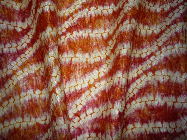 Orange Shibori Beauty Japanese Kimono Silk Fabric Patchwork 14"X42"