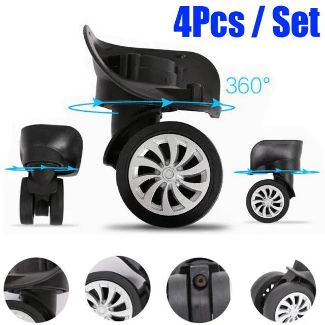 4Pcs Luggage Suitcase Wheels Replacement Set 360° Swivel Casters Repair Tools