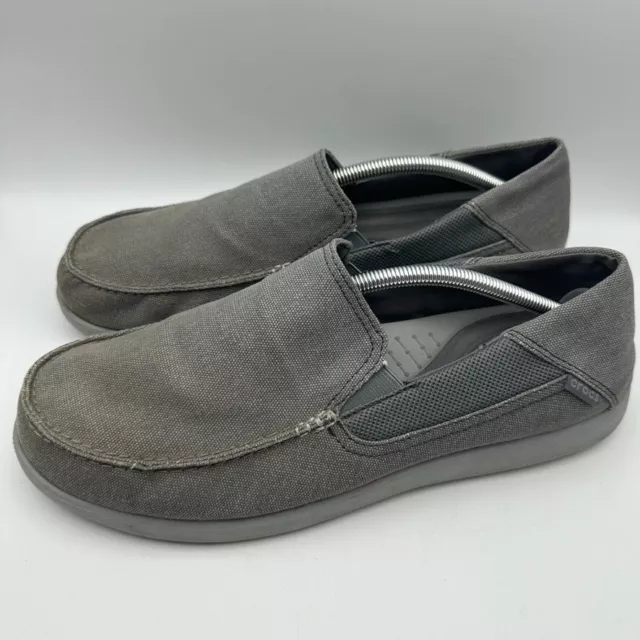 CROCS SANTA CRUZ Men's Gray Slip On Canvas Loafers Size 13 Shoes 202056 ...