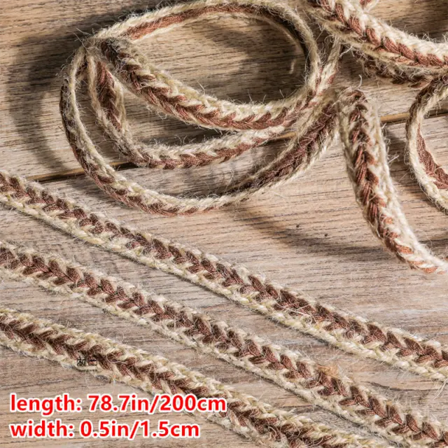 2M Dos Tonos Trenza de Lino Cuerda Cuerda Cuerdas Tejidos Disfraz Hágalo usted mismo Decoración Artesanías