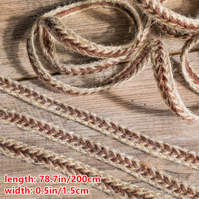 2M Zweifarbig Leinen Borte Saiten Seil Schnüre Webbings Kostüm DIY Dekor Basteln