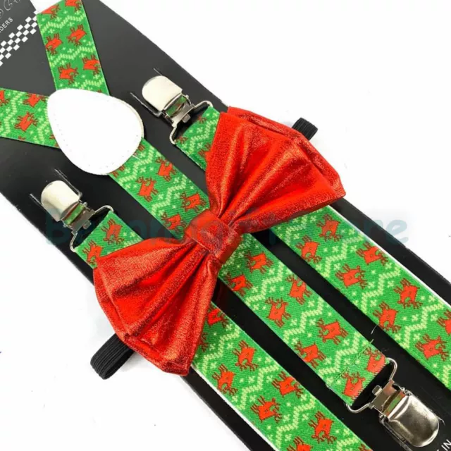 Suspender and Bow Tie Adults Christmas Novelty Reindeers Formal Wear Accessories