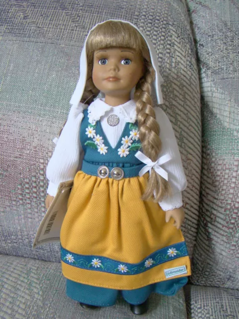 Schneider 12 inch porcelain doll in Swedish national Folk Costume w/ Certificate