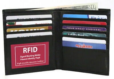 Rfid Signal Blocking Men Leather Bifold Hipster Wallet Card Holder Us Seller