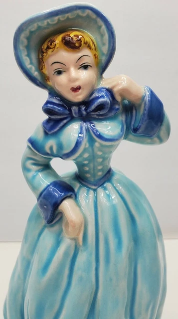 Glazed Ceramic Lady in Blue ARNART Figurine Vintage All Dressed Up Japan