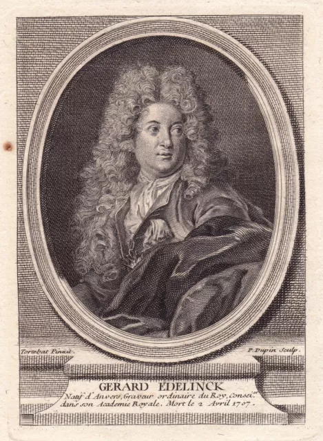 Portrait XVIIIe Gérard Edelinck Gravure Graveur Anvers Portraitiste Louis XIV