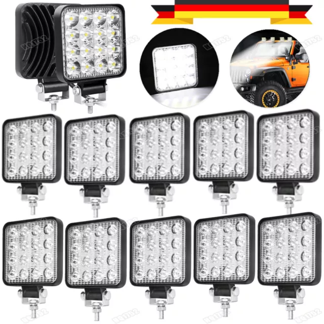 2-10x 48W LED Arbeitsscheinwerfer KFZ Auto Strahler Traktor Scheinwerfer 12/24V