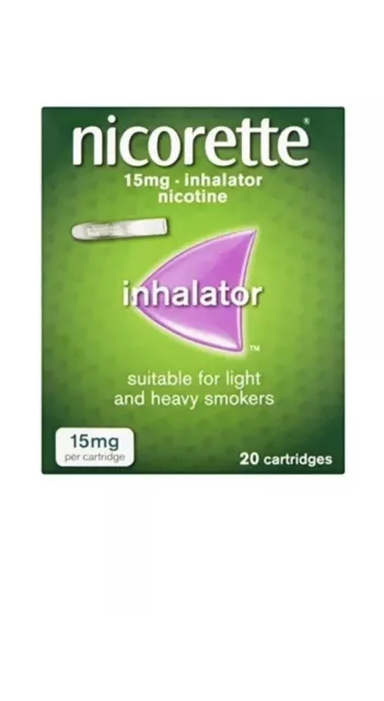 Nicorette Inhalator 15mg (20 Cartridges) Stop/Quit Smoking Aid -  BNIB LONG EXP