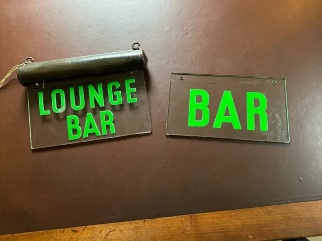 Antique Industrial  Illuminated Sign Display Bar Or Lounge Bar Glass