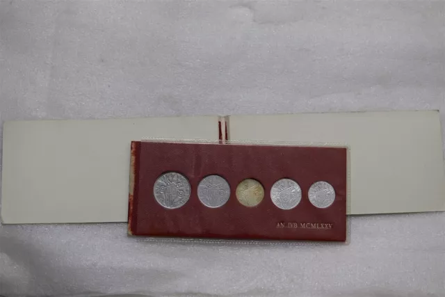 🧭 🇻🇦 Vatican 1975 Mint Set Coins Unc But Damaged Plastic B63 #594