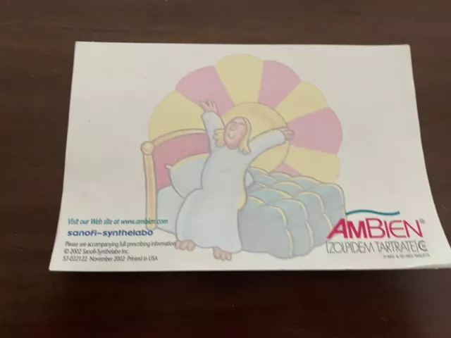 AMBIEN Drug Rep POST-IT NOTES  Waking Up Refreshed Lady And Logo