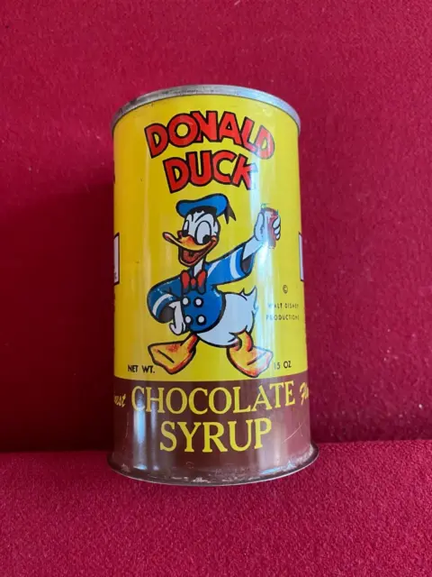 1950's, Walt Disney, "Un-Used" Donald Duck, Chocolate Syrup Can (Scarce/Vintage)