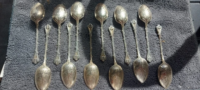 12 Cuillères à Café Moka Argental Argenté Métal Coffret 11,5 Cm