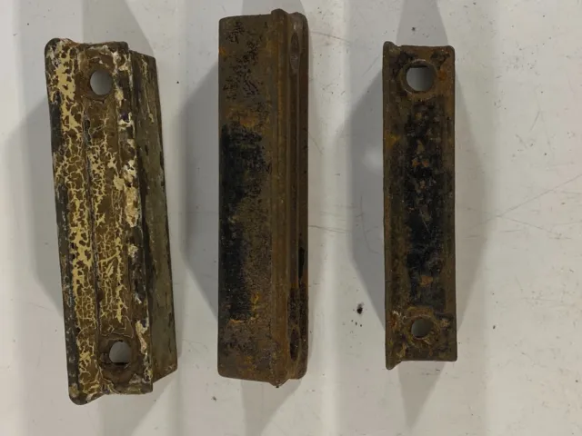 3 Antique Rim Lock Door Latch Keeper Cast Iron Hardware Strike