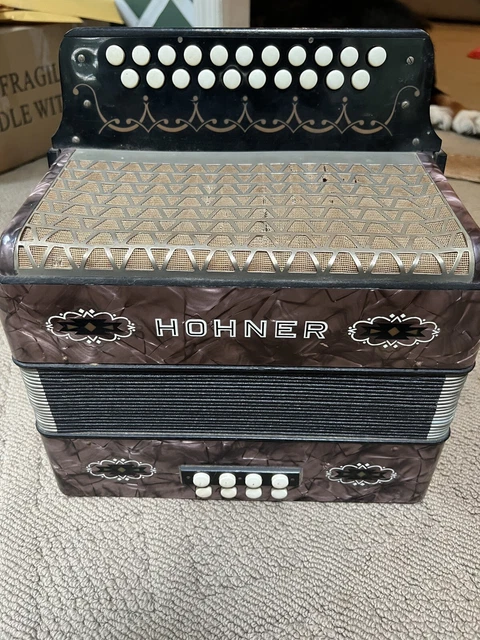 Nice Old Hohner Button Accordion Great Bellows Nice Shape Needs Straps/Tuning