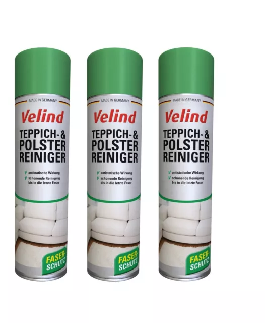 3x Velind Polsterreiniger Auto Sofa Schaum Teppichreiniger Schaumreiniger 600ml